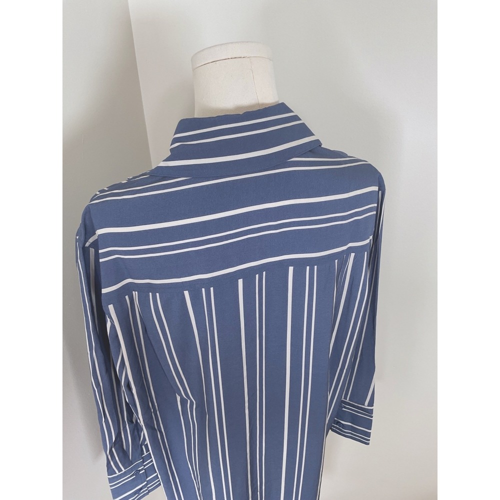 Topshop Striped‎ Oversized Shirt Dress Blue White XS Size 0-2 Button Down Career - Picture 8 of 13